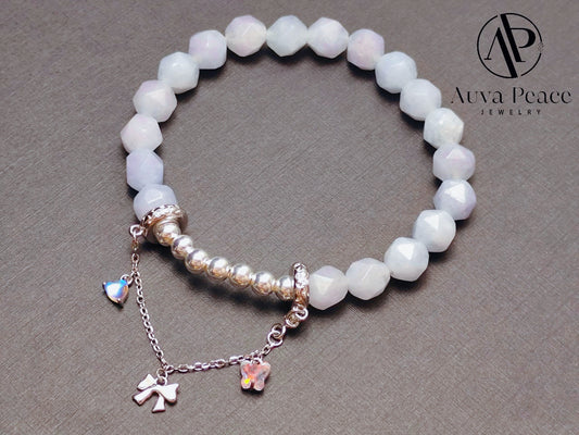 Genuine S925 Sliver Aquamarine Bracelet (Bead 8mm Inner Diameter: 16cm)