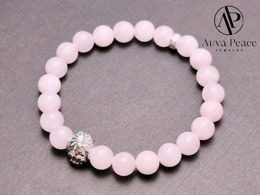 Genuine S925 Sliver Rose Quartz Bracelet (Bead 8mm Inner Diameter: 16cm)