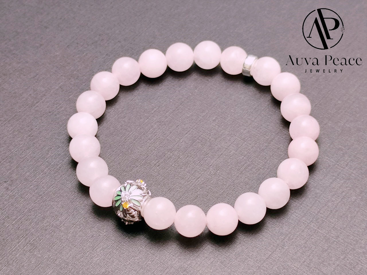Genuine S925 Sliver Rose Quartz Bracelet (Bead 8mm Inner Diameter: 16cm)