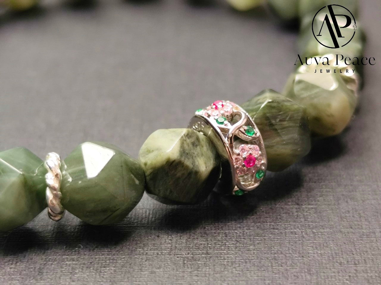 Genuine S925 Silver Green Rutilated Quartz (Bead 8mm Inner Diameter: 16cm)