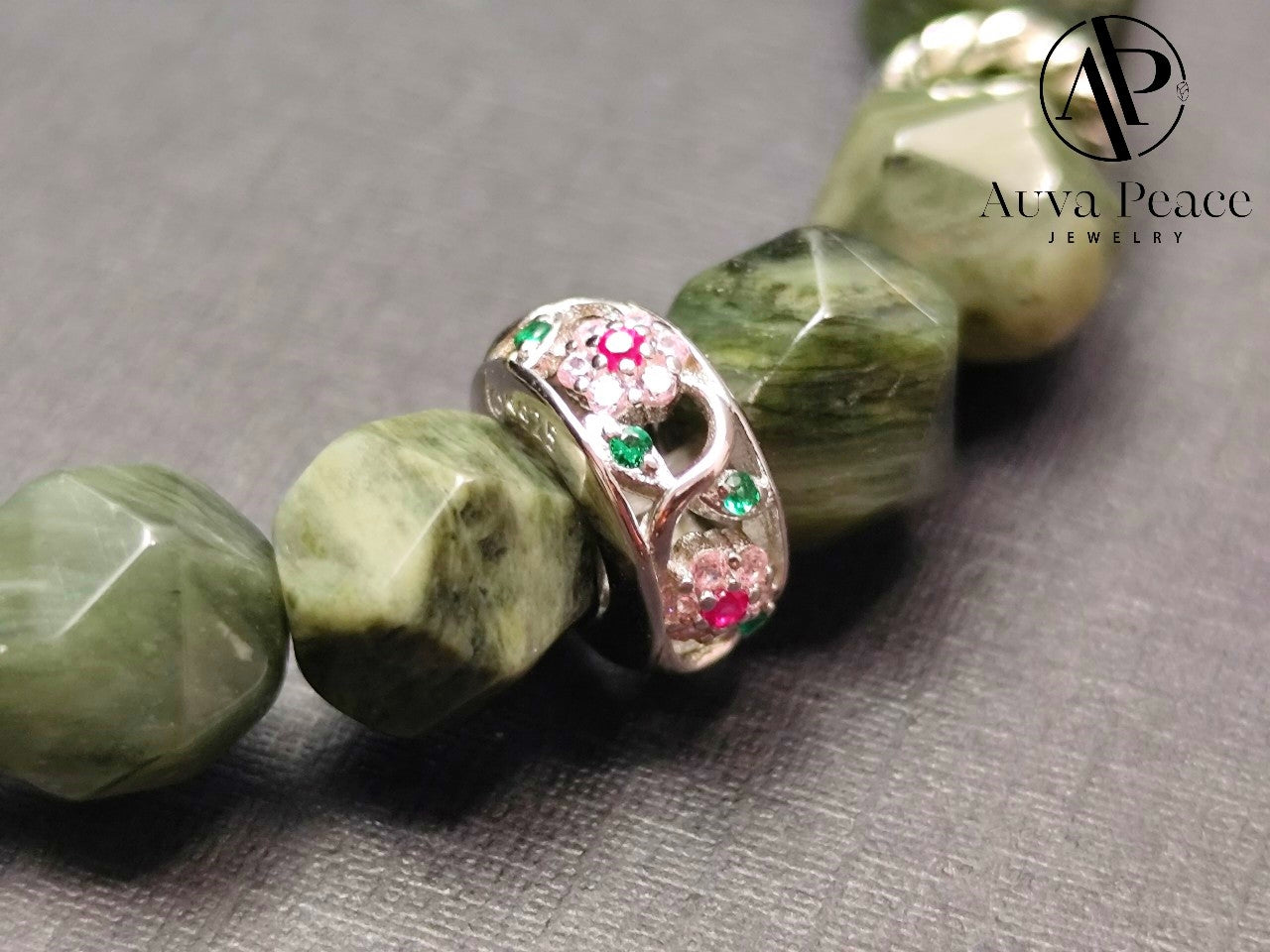 Genuine S925 Silver Green Rutilated Quartz (Bead 8mm Inner Diameter: 16cm)
