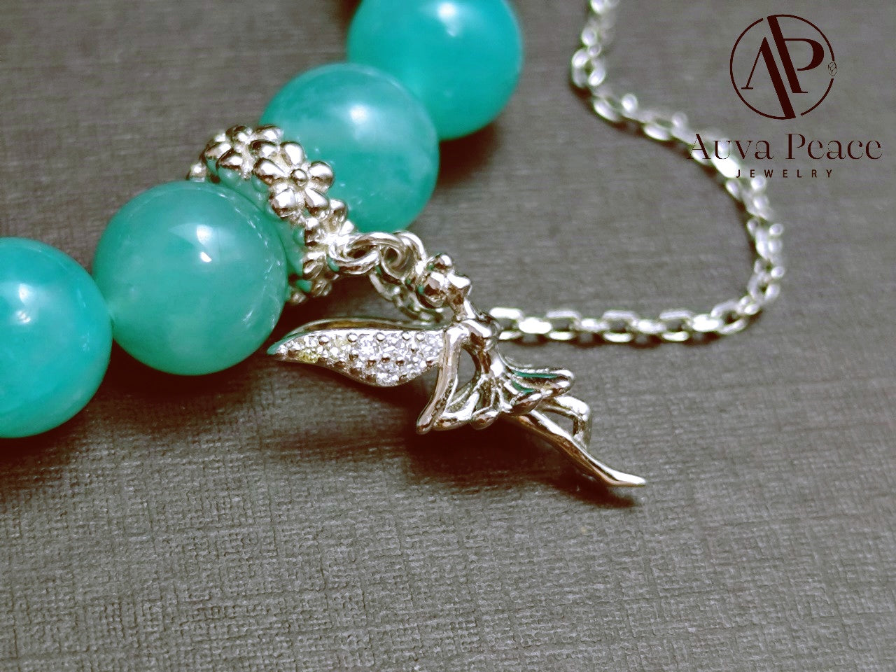 Genuine S925 Silver Amazonite + Aventurine Bracelet (Bead 8mm Bracelet Length: 16cm)